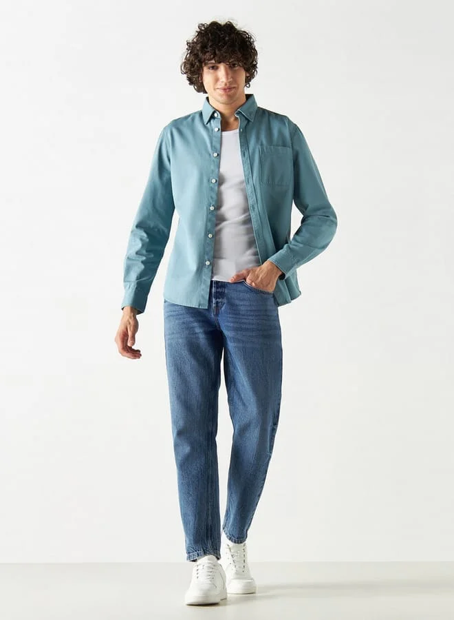 Lee Cooper Lee Cooper Regular Fit Solid Shirt with Long Sleeves and Pocket