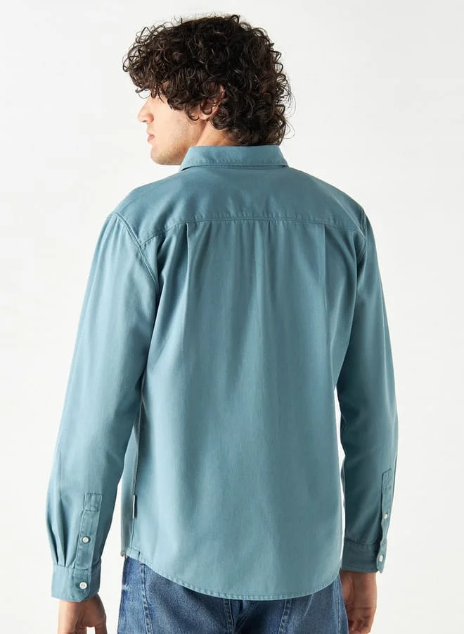 Lee Cooper Lee Cooper Regular Fit Solid Shirt with Long Sleeves and Pocket