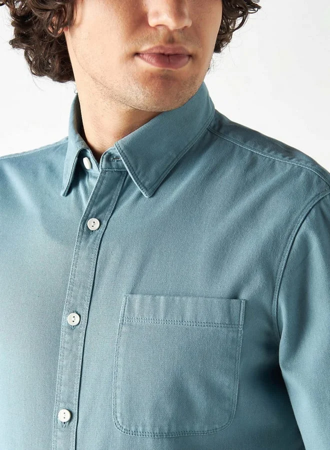 Lee Cooper Lee Cooper Regular Fit Solid Shirt with Long Sleeves and Pocket