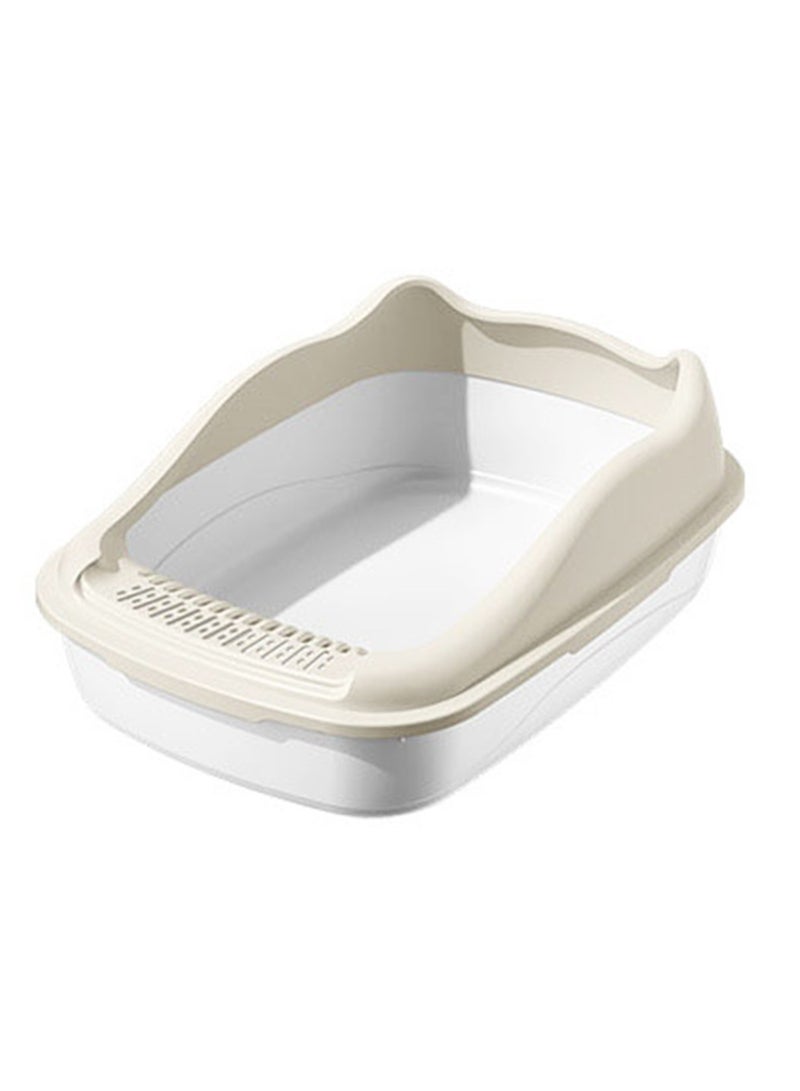 أن ان سي بيتس صندوق قمامة القطط للقطط الصغيرة، مرحاض قطط شبه مغلق بجوانب عالية، مغرفة قمامة، دواسة فلتر رمل، وتصميم قابل للفصل، مناسب للاستخدام الداخلي/الخارجي، سهل التنظيف (أبيض) - Image 1