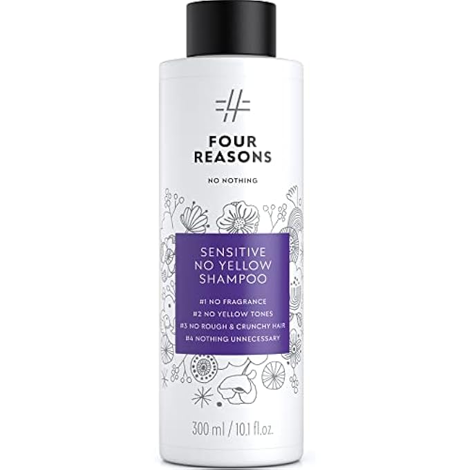 FOUR REASONS SENSITIVE NO YELLOW SHAMPOO - UNSCENTED SILVER SHAMPOO FOR BLONDES STREAKED AND GREY HAIR | 100% VEGAN | 300 ML - Image 2