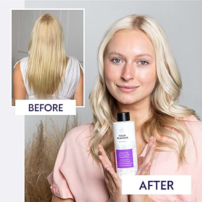 FOUR REASONS SENSITIVE NO YELLOW SHAMPOO - UNSCENTED SILVER SHAMPOO FOR BLONDES STREAKED AND GREY HAIR | 100% VEGAN | 300 ML - Image 3
