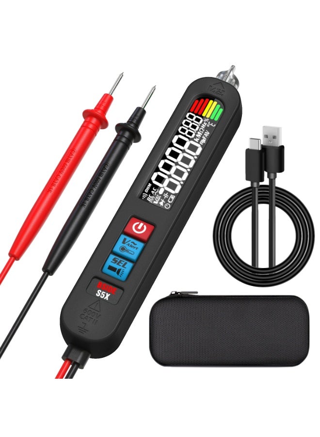 بي سايد جهاز قياس الجهد الكهربائي BSIDE S5X الذكي متعدد الاستخدامات بشاشة ملونة وقلم قابل لإعادة الشحن، لقياس السعة، والصمام الثنائي، وVFC، والأوم، ودرجة الحرارة المحيطة، مع مصباح يدوي - Image 1