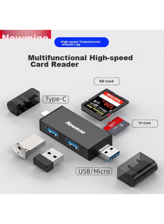 Newmine Multi-functional Expansion Dock 7-in High-speed Card Reader Supports Sd/tf/usb For Dslr Cameras, Smartphones, Dash Cams, Memory Cards Storage - Image 1