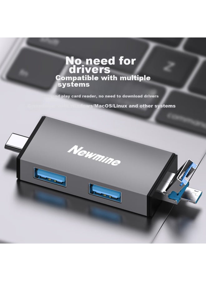 Newmine Multi-functional Expansion Dock 7-in High-speed Card Reader Supports Sd/tf/usb For Dslr Cameras, Smartphones, Dash Cams, Memory Cards Storage - Image 3