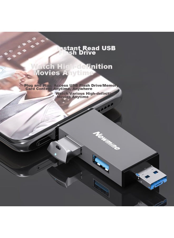 Newmine Multi-functional Expansion Dock 7-in High-speed Card Reader Supports Sd/tf/usb For Dslr Cameras, Smartphones, Dash Cams, Memory Cards Storage - Image 4
