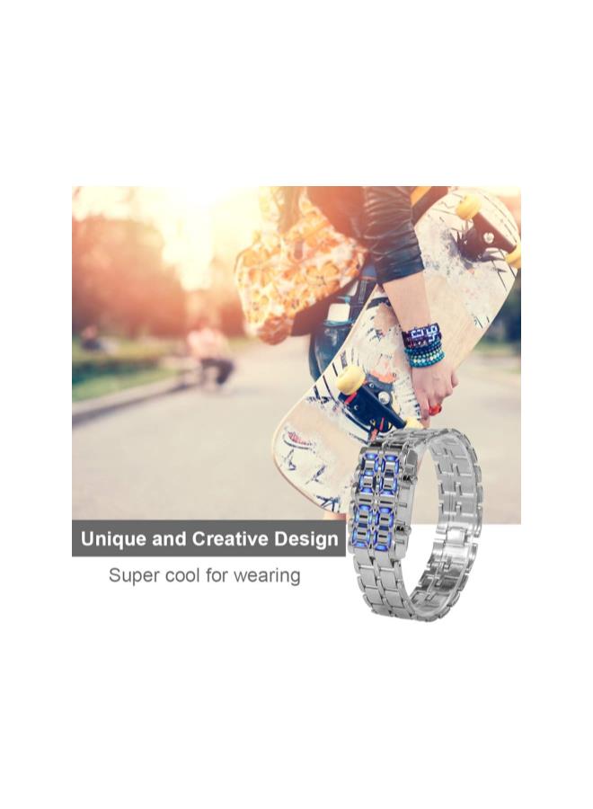 Fashion Men's Novelty Lava Watch, Electronic Couple Digital LED Lighting Steel Bracelet Watches(#3)  - Image 2