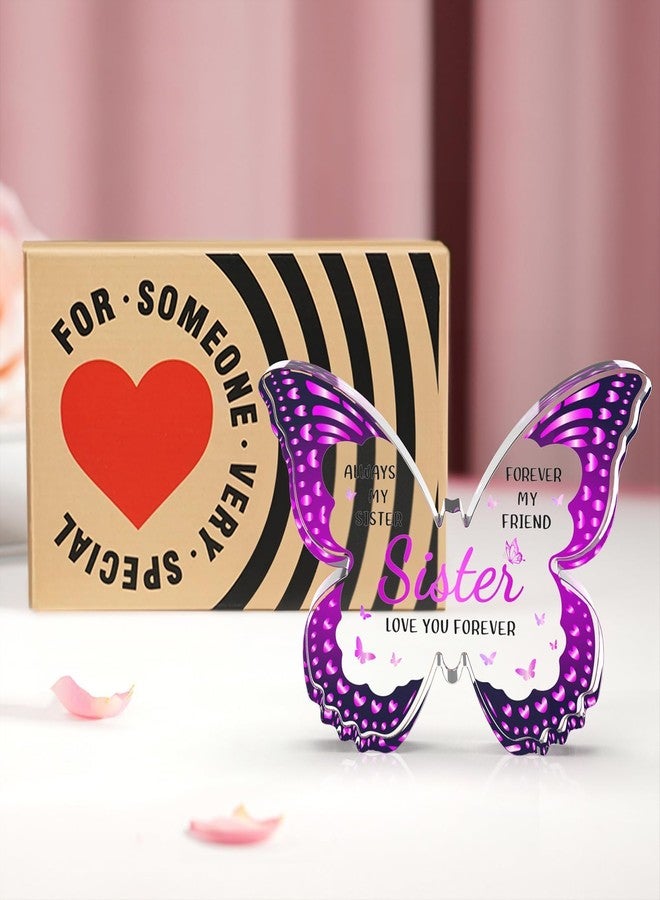 GLEEVERA Sister Birthday Gifts, Birthday Gift for Sister from Sisters Brother, Valentines Mothers Day Birthday Christmas - Butterfly 5x3.8 IN Acrylic Decorative Plaques - Image 5