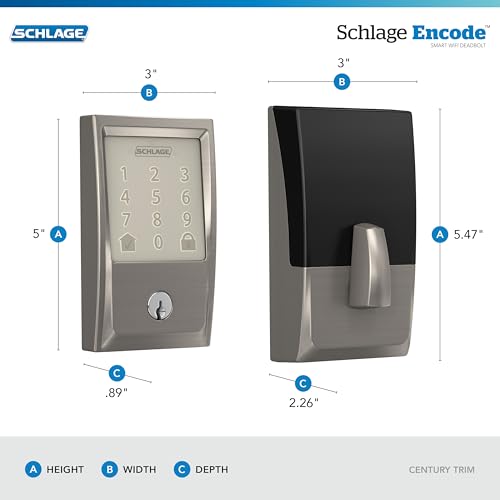 SCHLAGE قفل شلاغ إنكود الذكي WiFi للباب الأمامي - دخول بدون مفتاح مع تطبيق أو شاشة تعمل باللمس - يعمل مع أليكسا، هاي قوقل، و Airbnb - إنشاء رموز للضيوف - لون النيكل المصقول - Image 3