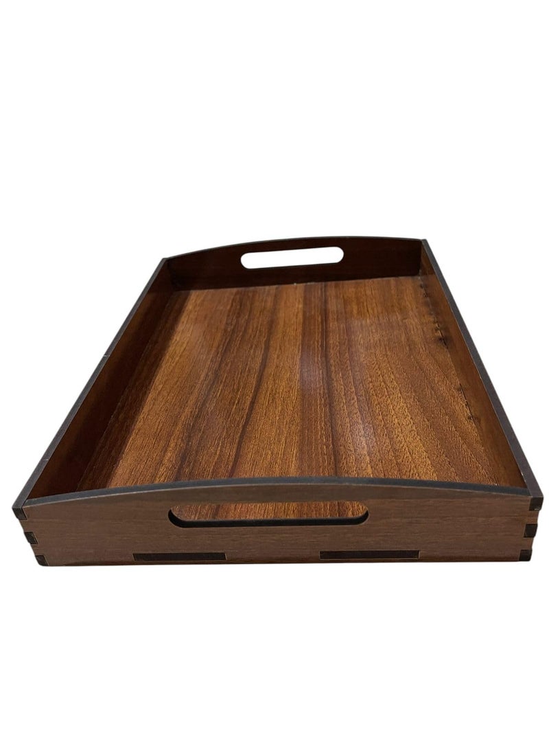 Nishomes Decorative Wooden Serving Tray with Handles, Dark Brown, Rectangle, Ideal for Breakfast, Tea, Coffee, Snacks - Multipurpose (11x9x1.5) in - Image 4