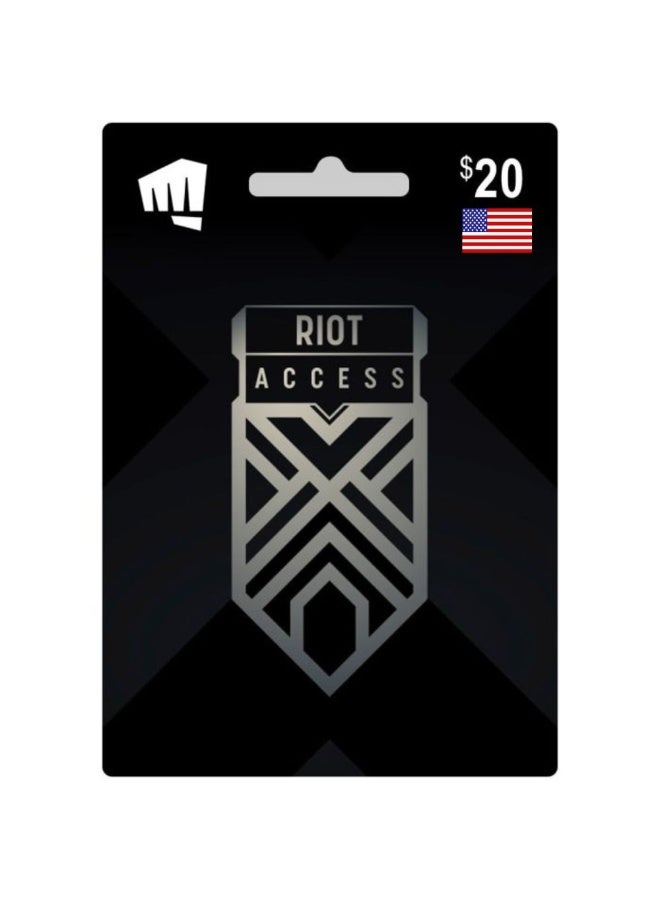 LEAGUE OF LEGENDS RIOT ACCESS USA $20 GIFT CARD