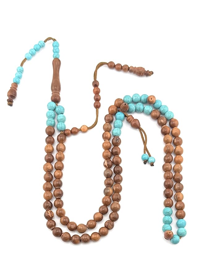 erorex Walnut Wood Rosary Inlaid With Turquoise And Turquoise Counter - Image 5