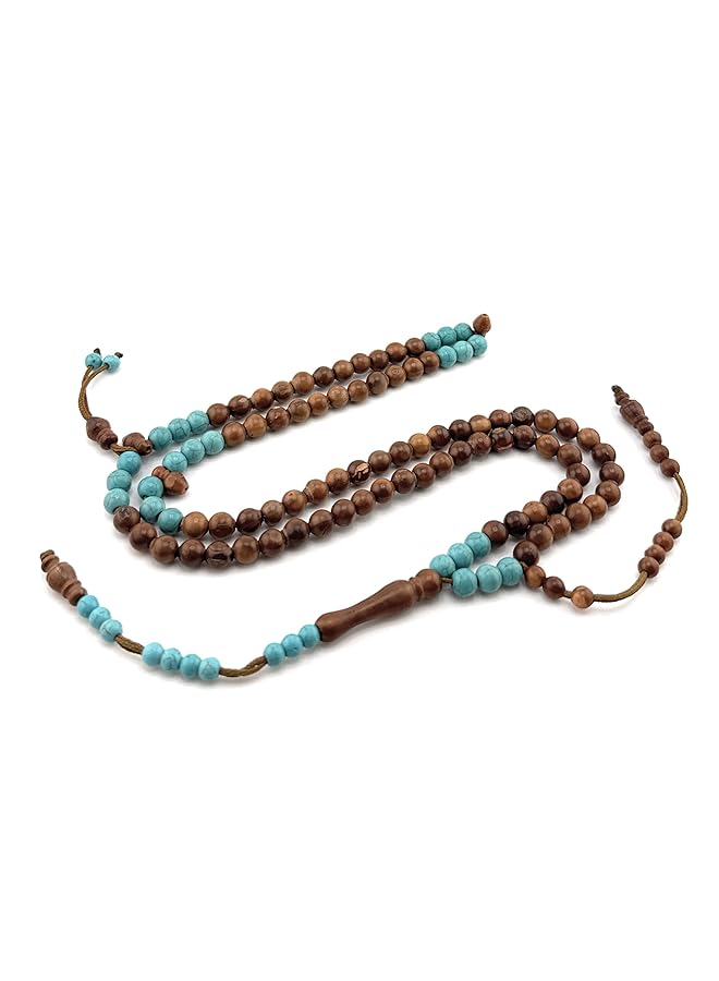 erorex Walnut Wood Rosary Inlaid With Turquoise And Turquoise Counter - Image 2