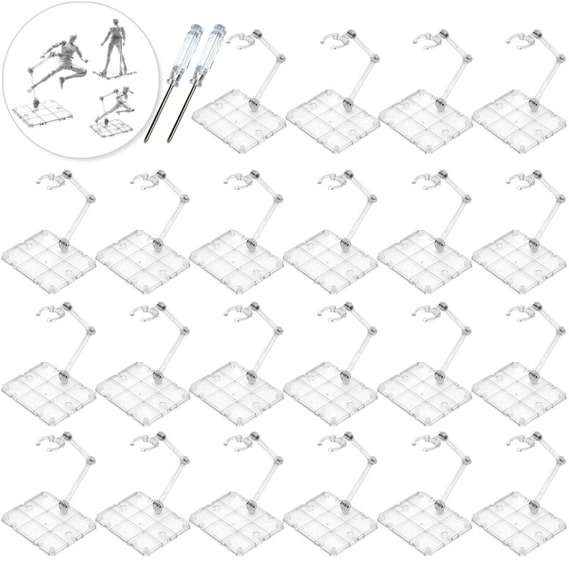 XISTEST Action Figure Stand 22 PCS Assembly Action Figure Display Holder Base Model Support Stand Compatible with HG RG SD SHF Gundam 1144 Figures with 2PCS Screwdrivers Clear