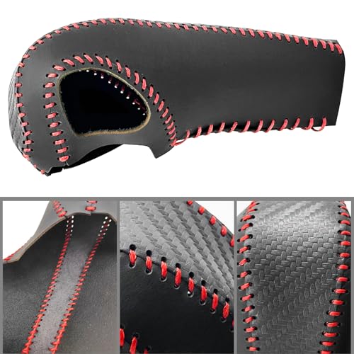 LANZMYAN Gear Shift Knob Cover Compatible with Chevrolet/Chevy Automatic Auto Car Premium Leather with Carbon Fiber for Trax 2015-2021 for Sonic 2012-2022,Internal Accessories(Red Thread) - Image 5