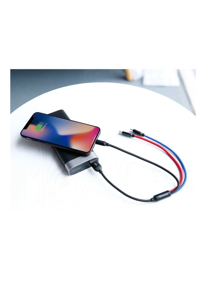 NIBEMINENT 3 in 1 Cable USB for Type-C + Lightning Micro 3.5A 30cm Multicolour - Image 2