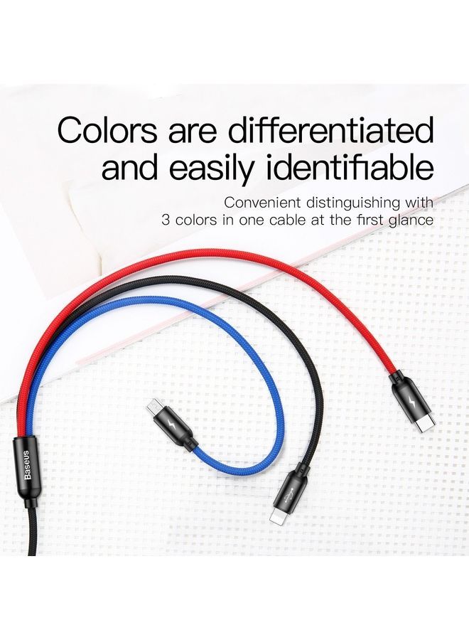 NIBEMINENT 3 in 1 Cable USB for Type-C + Lightning Micro 3.5A 30cm Multicolour - Image 3