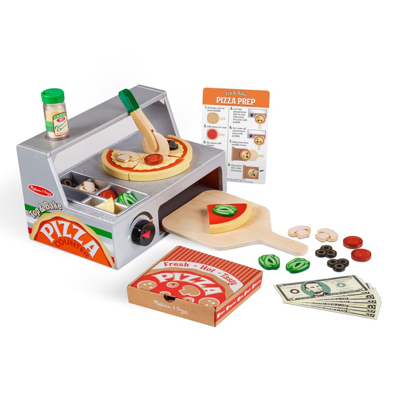 Melissa & Doug Top & Bake Pizza Counter Wooden Set - Image 1