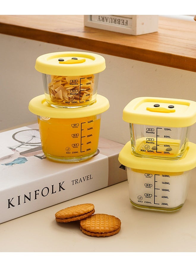 Bincoo 4 PCS Square Baby Food Containers(Max 160ml), Reusable Infant Food Storage Jars, Small Snack Container with Lids for Infant & Babies, Microwave & Dishwasher Friendly - Image 1