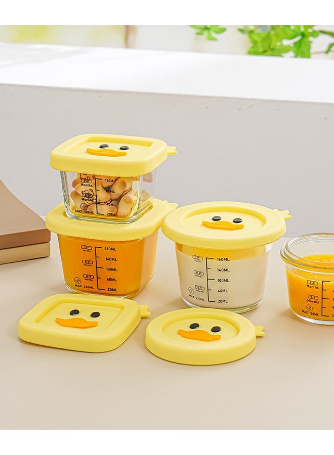 Bincoo 4 PCS Square Baby Food Containers(Max 160ml), Reusable Infant Food Storage Jars, Small Snack Container with Lids for Infant & Babies, Microwave & Dishwasher Friendly - Image 2