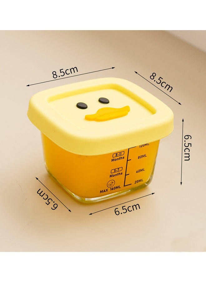 Bincoo 4 PCS Square Baby Food Containers(Max 160ml), Reusable Infant Food Storage Jars, Small Snack Container with Lids for Infant & Babies, Microwave & Dishwasher Friendly - Image 4