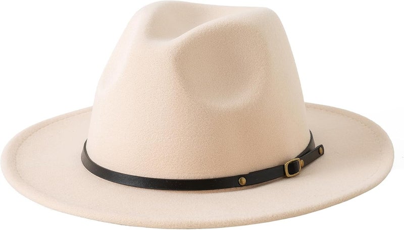Lanzom Kids Girls Vintage Wide Brim Wool Felt Bowler Cap Bowknot Floppy Fedora Hat - Image 1