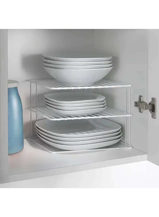 White 3 Tier Stainless Steel Corner Cabinet Kitchen Storage Organizer - Image 1
