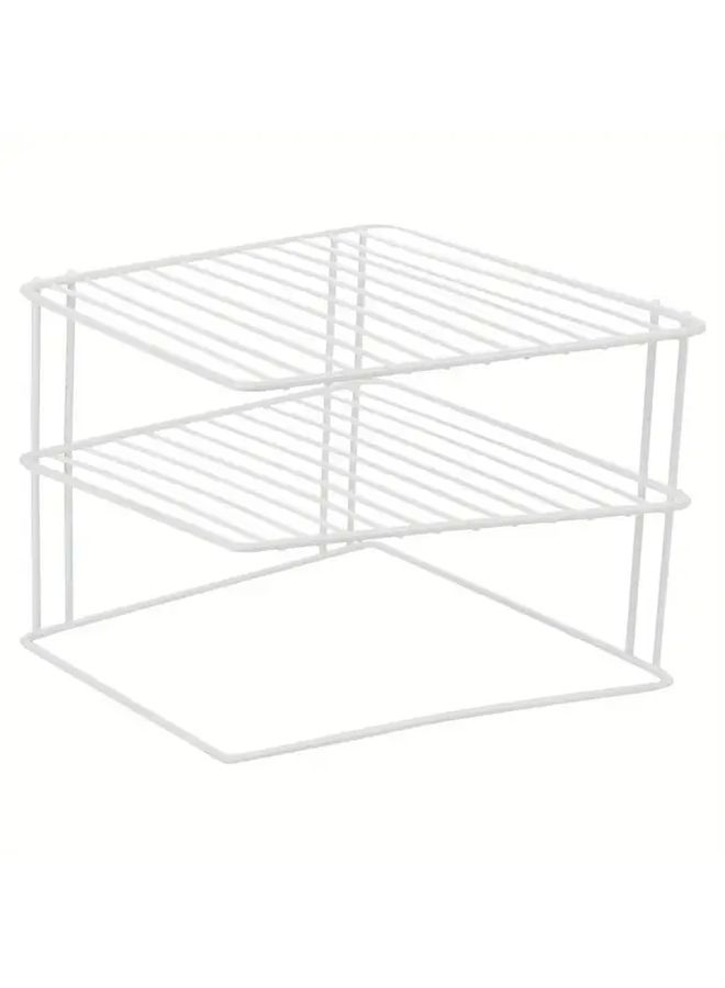 White 3 Tier Stainless Steel Corner Cabinet Kitchen Storage Organizer - Image 5