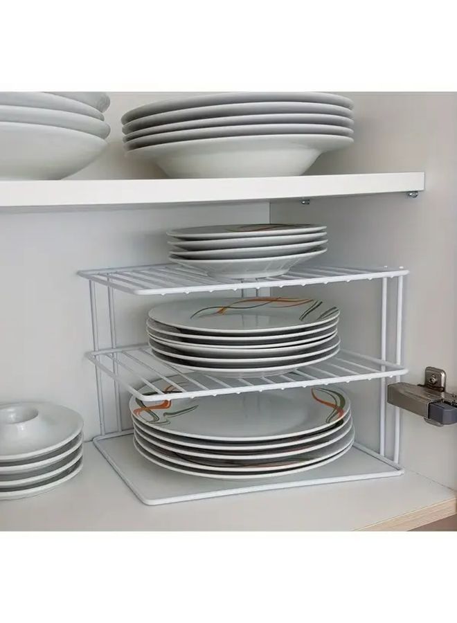 White 3 Tier Stainless Steel Corner Cabinet Kitchen Storage Organizer - Image 4