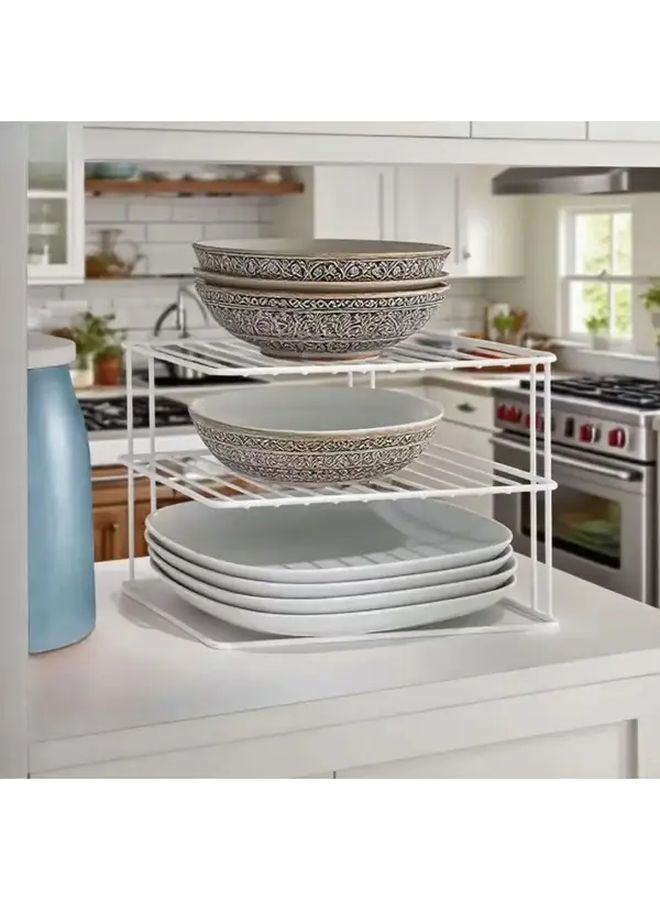White 3 Tier Stainless Steel Corner Cabinet Kitchen Storage Organizer - Image 3