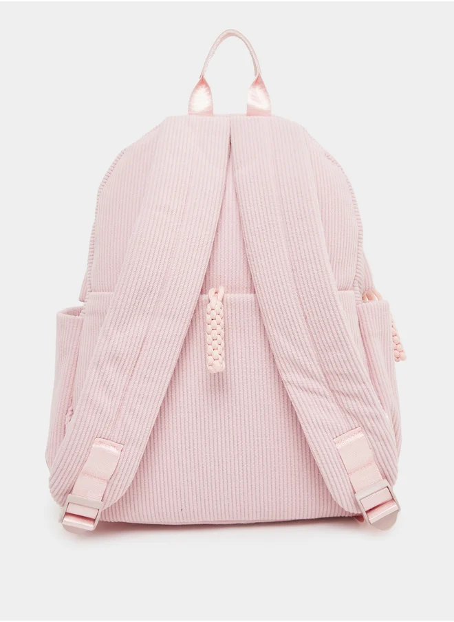 Styli Styli Corduroy Backpack with Patch Detail