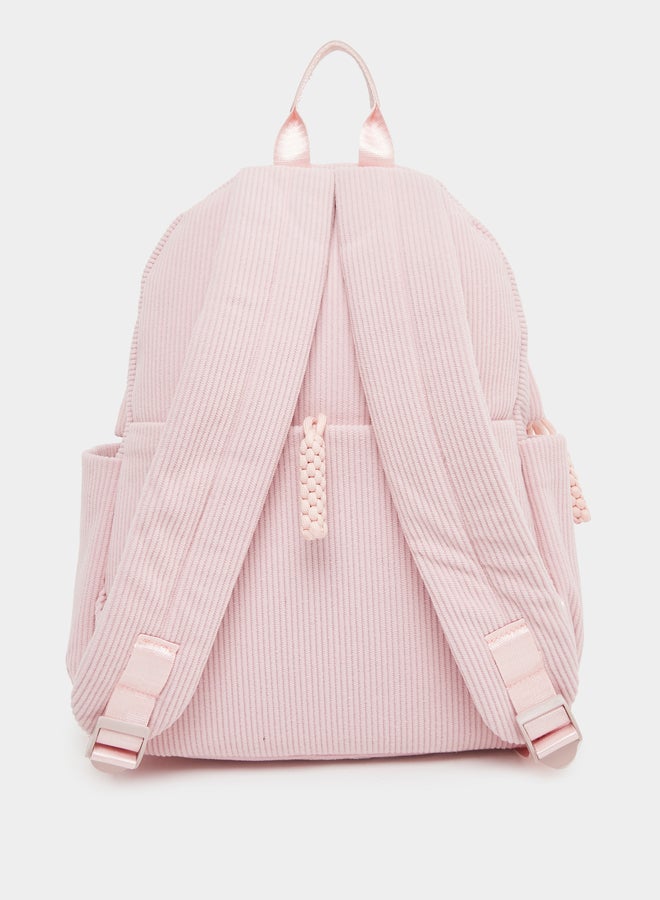 ستايلي حقيبة ظهر ستايلي مخملية مع تفاصيل رقعة - Image 2