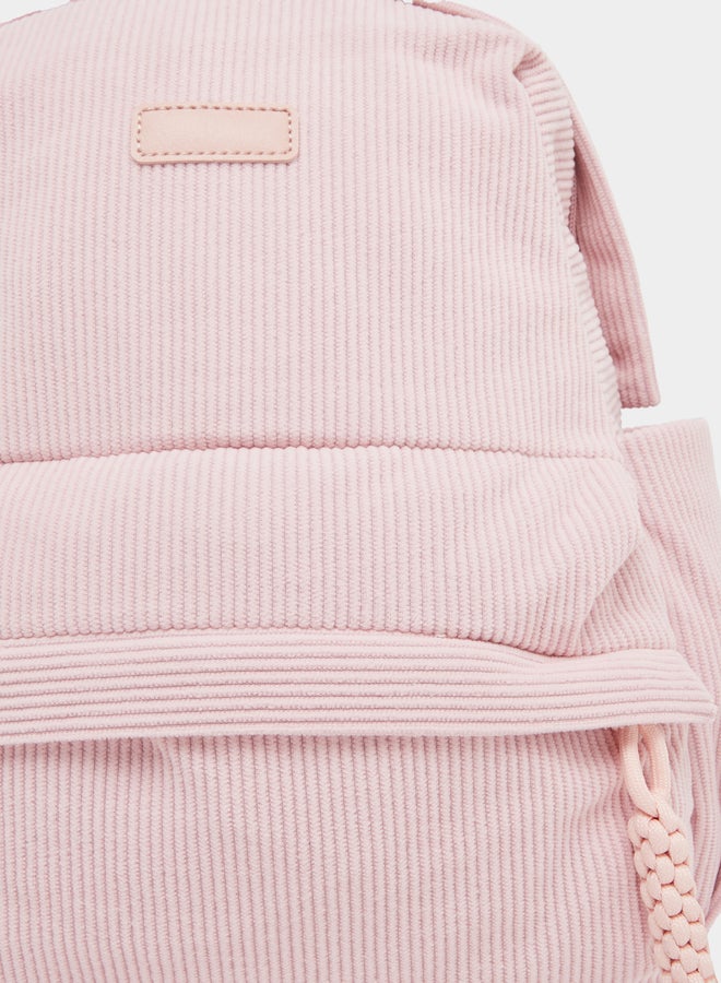 ستايلي حقيبة ظهر ستايلي مخملية مع تفاصيل رقعة - Image 3