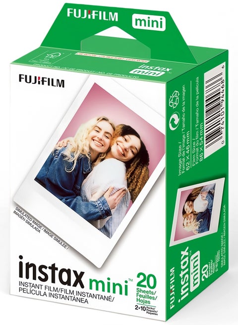 فيلم فوجي فيلم الأصلي الفوري INSTAX Mini - عبوتين (20 ورقة، أبيض) ملحق أصلي لكاميرات Mini 8 وMini 9 وسلسلة Mini