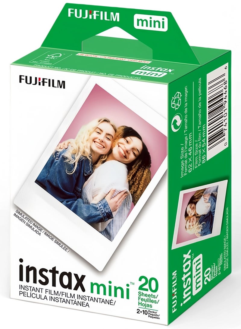 FUJIFILM Fujifilm Genuine INSTAX Mini Instant Film 2-Pack (20 Sheets, White) - Original Accessory for Mini 8, Mini 9, and Mini Series Cameras  - Image 1