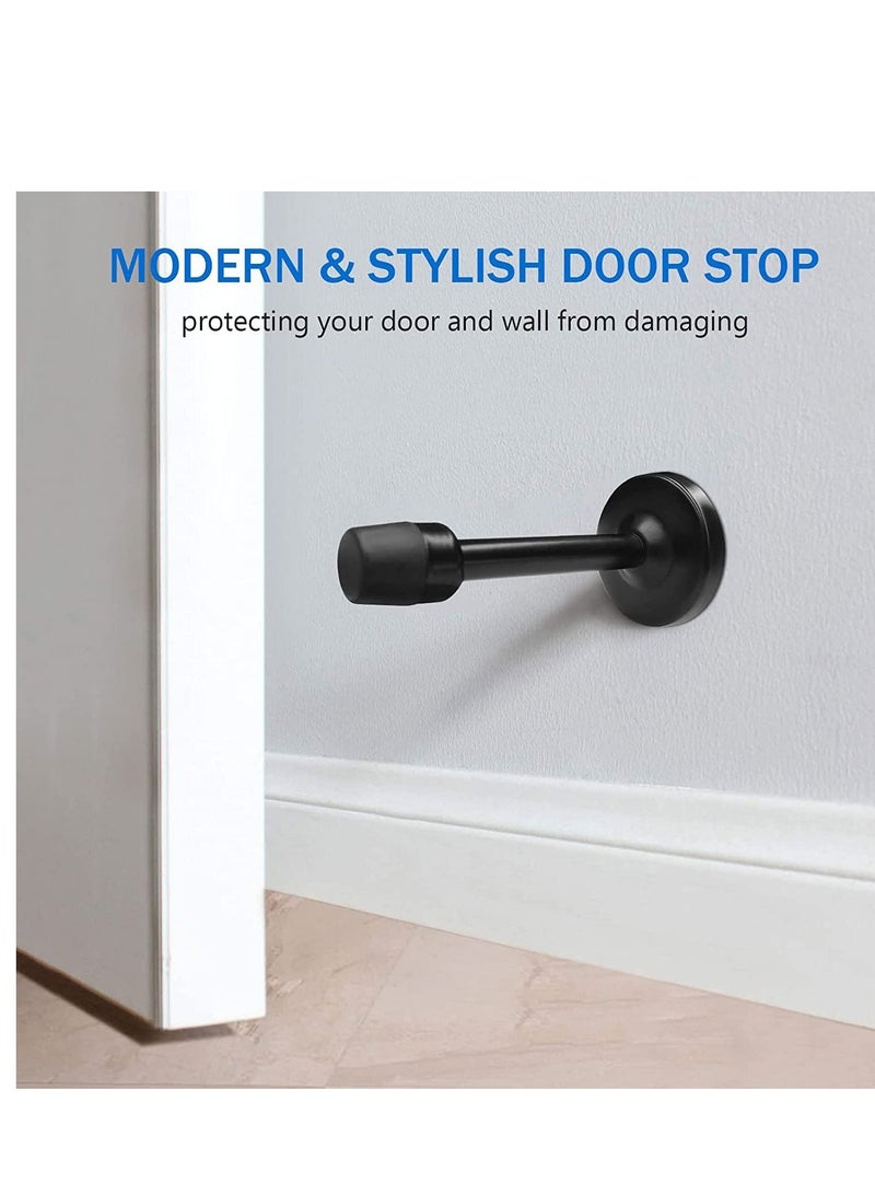 Captaintech Door Stopper Black Stop Wall Mount with Rubber Bumper Tip for Sound Dampening Doorstop Protector Indoor Outdoor 2 Pack - Image 2