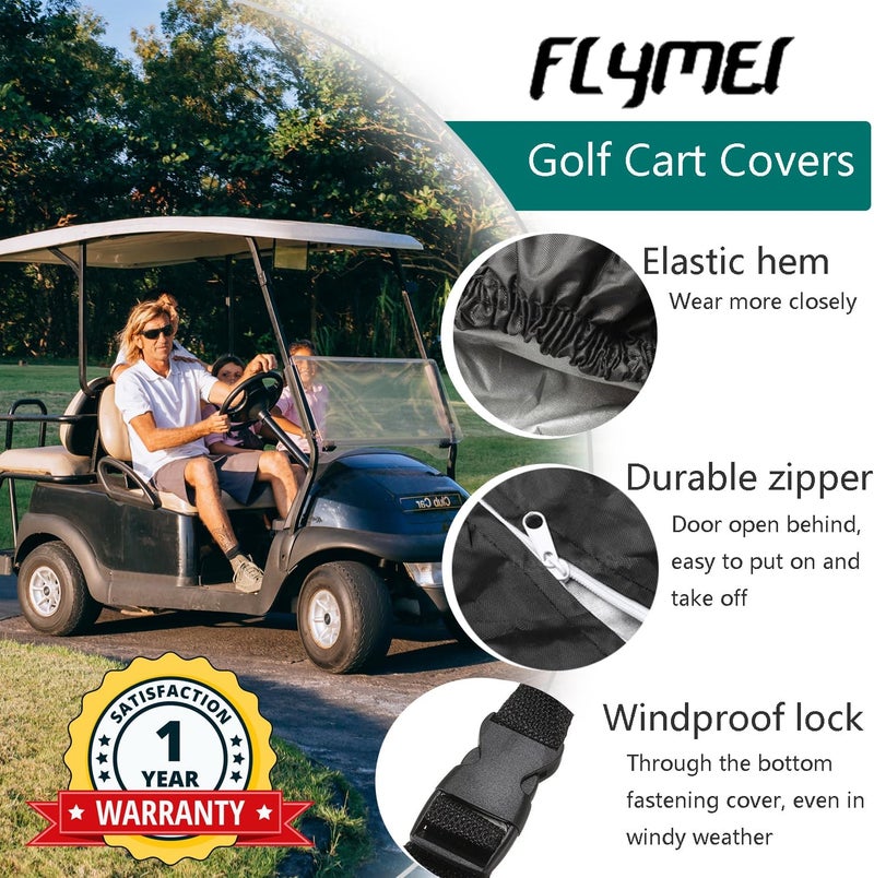 FLYMEI Golf Cart Cover for EZ GO, Club Car, and Yamaha - 2/4 Passenger Waterproof Protection - Image 5