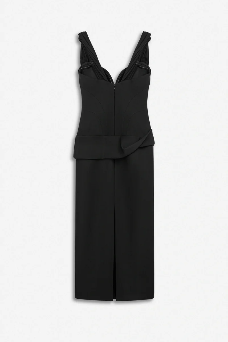 نوكتورن Boned Sweetheart Peplum Midi Dress