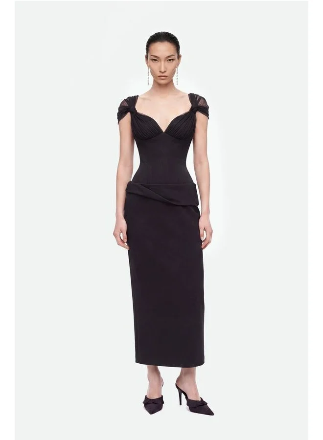 Nocturne Boned Sweetheart Peplum Midi Dress