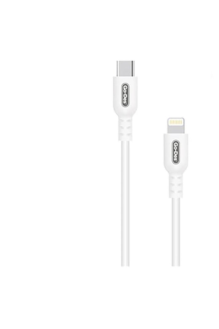 جو-ديز كابل Go-Des المصنوع من سبائك الألومنيوم والنحاس المعلب بقوة 18 وات وبطول متر واحد للشحن السريع ونقل البيانات (GD-UC582/أبيض) - Image 5