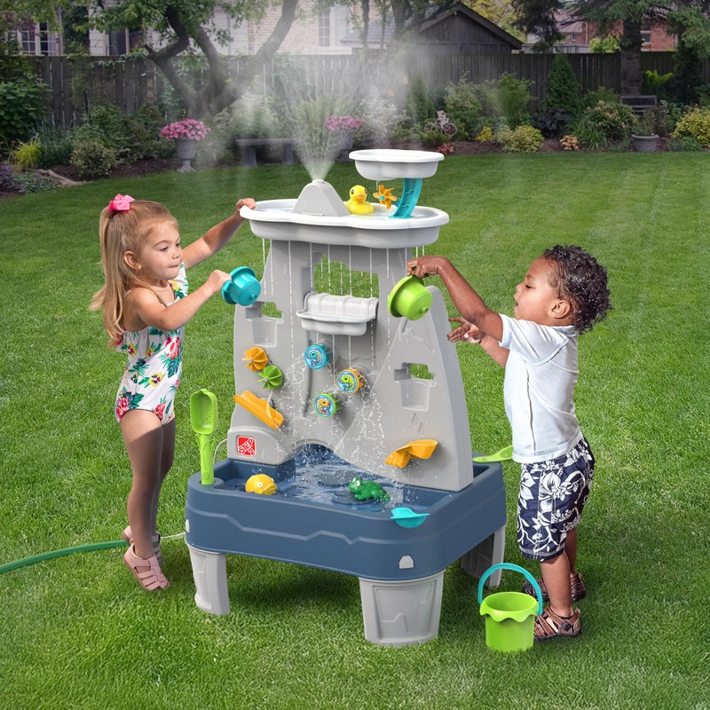 Step2 Misting Mountain & Waterfall Water Table with 21-Piece Accessory Set, Plastic, Ages 18 Monthsâ€“5 Years, Gray - Image 5