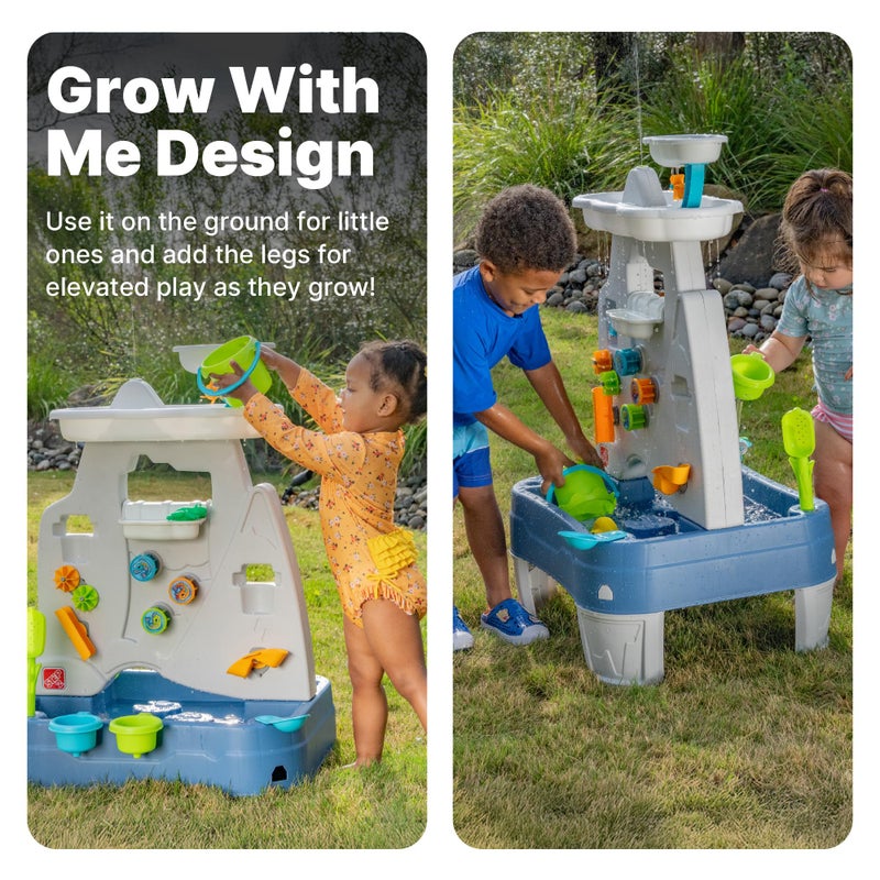 Step2 Misting Mountain & Waterfall Water Table with 21-Piece Accessory Set, Plastic, Ages 18 Monthsâ€“5 Years, Gray - Image 3