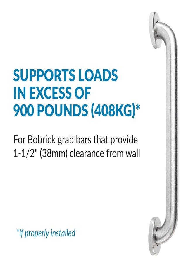 Bobrick Straight Grab Bar, 42 Inches, 1-1/2 Inch Diameter, ADA Compliant, Satin-Finish Stainless Steel, Slip-Resistant Surface for Bath, Shower, Toilet Safety, Concealed Mounting Flanges - Image 3