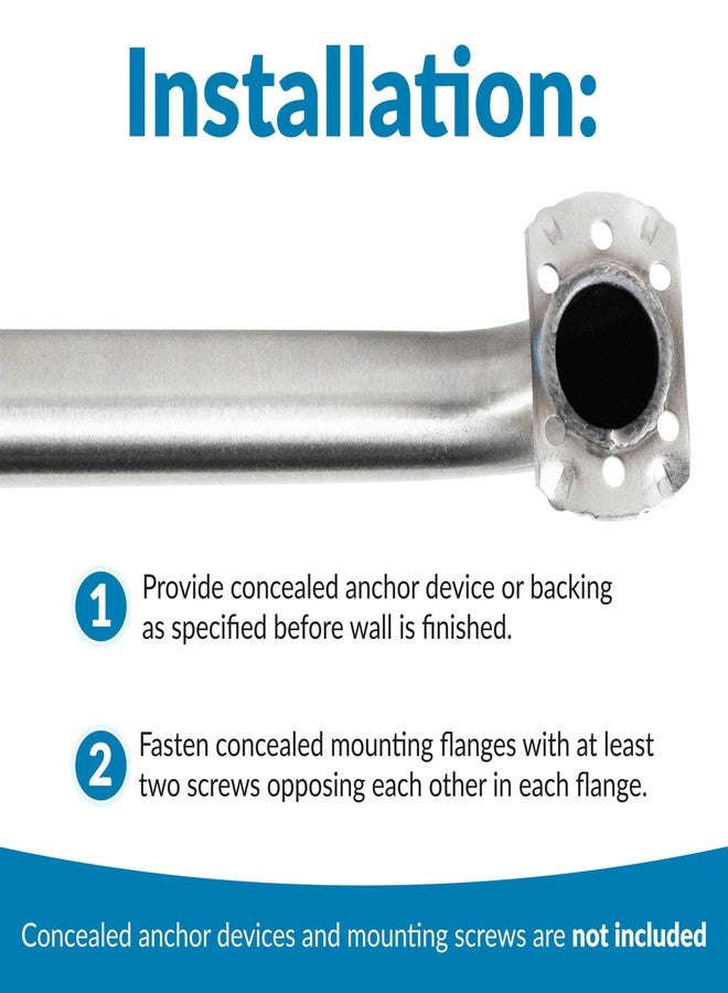 Bobrick Straight Grab Bar, 42 Inches, 1-1/2 Inch Diameter, ADA Compliant, Satin-Finish Stainless Steel, Slip-Resistant Surface for Bath, Shower, Toilet Safety, Concealed Mounting Flanges - Image 5