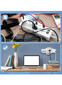 KASTWAVE Self Adhesive Power Strip Holder Power Socket Mounts with Wire Wrap Function, Plastic Power Bar Holder Power Strip Fixer for Router Computer Kitchen Home Office Cable Management 5 Pack  - Image 4