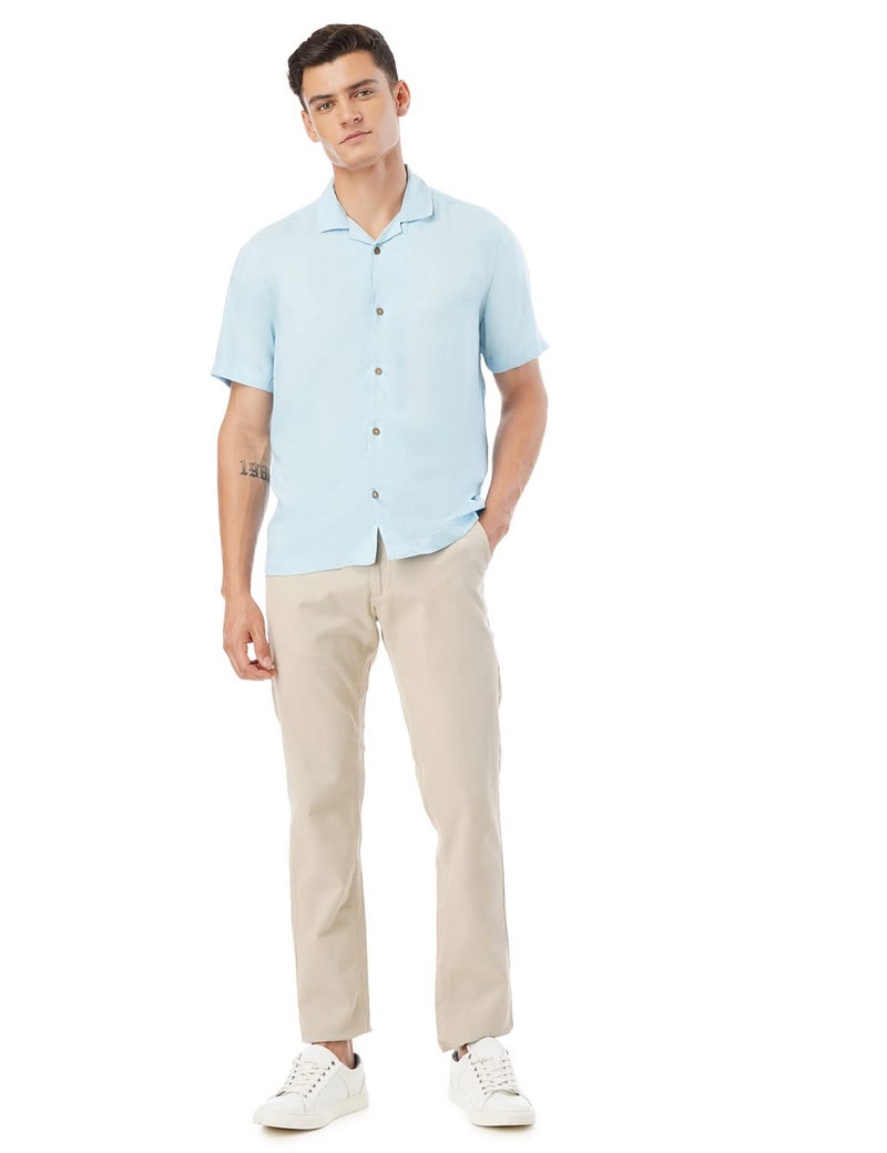 FYLTR Men's Solid Rayon Casual Shirt with Resort Collar & Half Sleeves (Cool Blue, XL) - Image 5