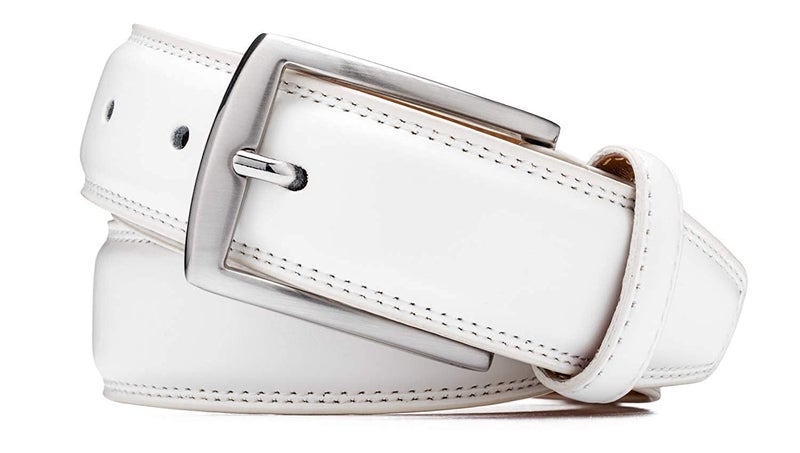 KM Legend Men's Genuine Leather Dress Belt with Premium Quality - Classic & Fashion Design for Work Business and Casual (esWhite, 34), 15-esWT-34 - Image 2