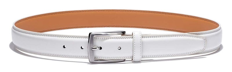 KM Legend Men's Genuine Leather Dress Belt with Premium Quality - Classic & Fashion Design for Work Business and Casual (esWhite, 34), 15-esWT-34 - Image 3