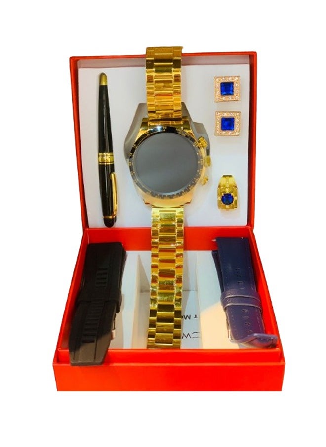 OALE CW1 Biggest Display Smart Watch with Bt Calling Wireless Charge Fitness Health Tracking Sports Tracking Camera & Music Control Smartwatch Clear Display SmartWatch Golden  - Image 1