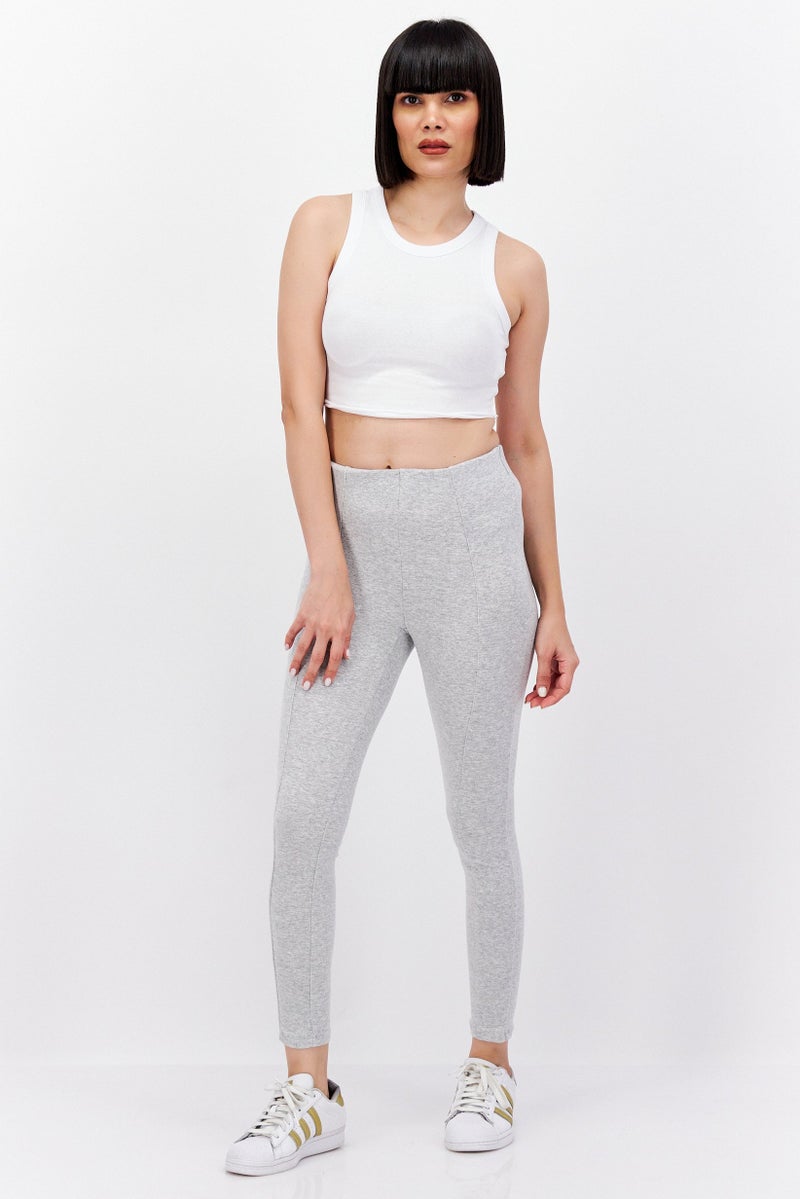Etam Women Regular Fit Knitted Leggings, Grey - Image 4